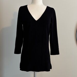 INC International Concepts Black V-Neck Sweater 3/4 sleeve